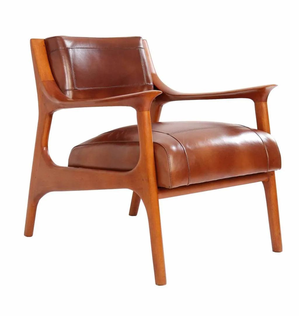 Fauteuil Berfen cuir marron